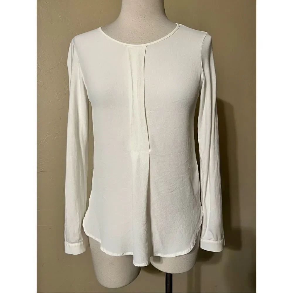 Anna Seravalli Italian Made White Long Sleeve Blouse Size Small